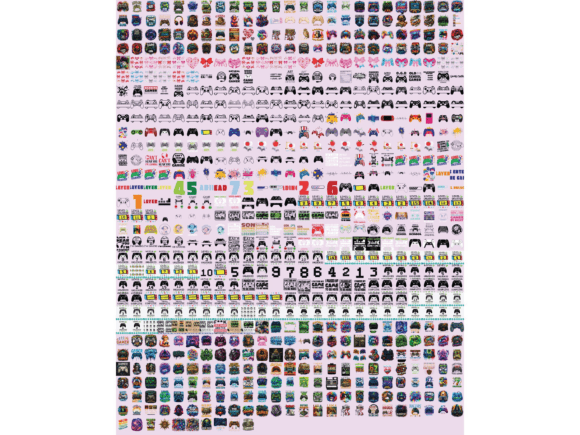 760 Gamer Video Game Graphics & Graphic Templates Bundle