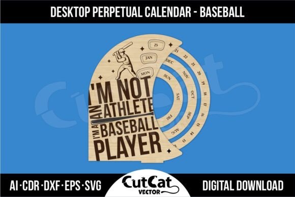 Baseball Desktop Perpetual Calendar SVG – Laser-Cut Design for Birthday & Branding Projects
