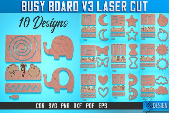 Busy Board Laser Cut SVG Baby Game V.3 for Craft & Graphic Design Projects