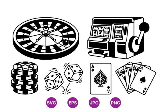 Casino Game Icon Vector Set: Graphics & Illustrations for Creative Sellers