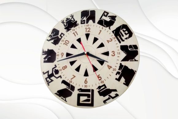 Clock with Animals Pattern, Laser Cut for Wall Decor & Branding Projects