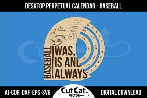Desktop Perpetual Calendar Baseball SVG for Laser Cutting & Wall Decor