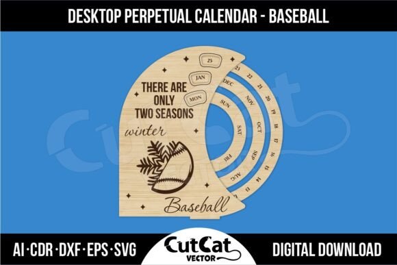 Desktop Perpetual Calendar for Baseball Fans with Laser-Cut Detailing