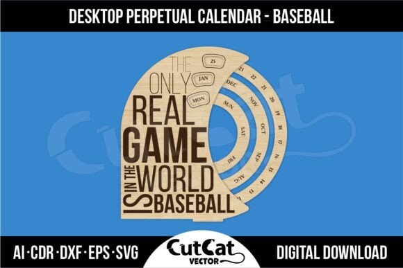 Desktop Perpetual Calendar: Laser-Cut Baseball Wall Decor for Content Publishers