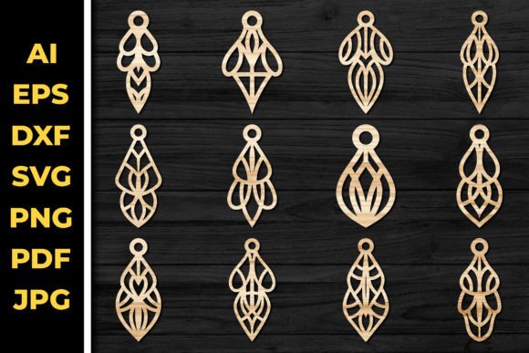 Earrings Jewelry Laser Cut SVG Bundle 70 for Digital Publishing