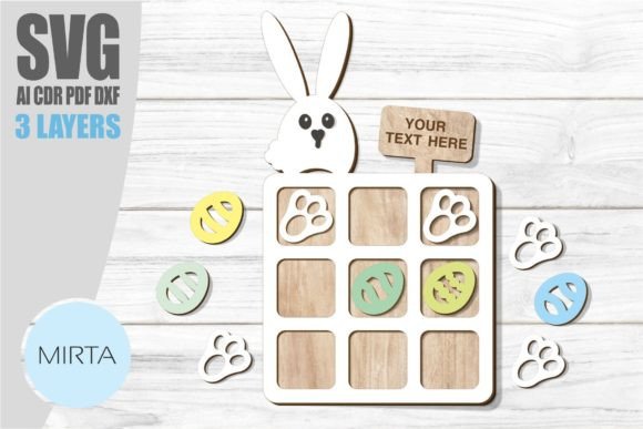 Easter Bunny Tic Tac Toe SVG for Laser Cutting & Spring Amp Projects