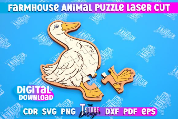 Farmhouse Puzzle Goose Shape for Laser Cutting & Puzzles