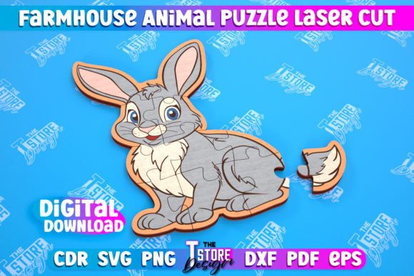 Farmhouse Puzzle Hare Shape Puzzle – A Versatile Laser Cutting Design for Rustic-Themed Puzzles