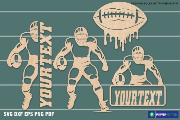 Football Player SVG: Laser-Cut Wall Decor for Bold Sports Branding