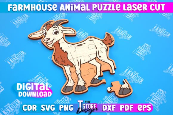 h1Farmhouse Puzzle Goat Shape Puzzle CNC for Laser Cutting Puzzles/h1