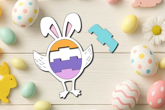 Laser Chicken Blocks Easter Puzzle SVG for Spring Amp Crafts & Laser Cutting Projects