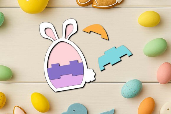 Lego Style Laser SVG Bunny Easter Puzzle
