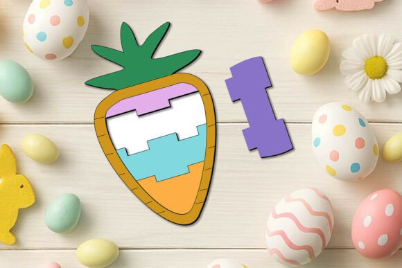 Lego Style SVG Puzzle Carrot Easter Kid for Laser Cutting in Spring Amp Crafts