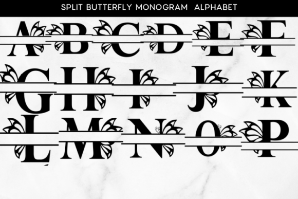 Split Butterfly Monogram Alphabet SVG for Laser Cutting & Art Marketplaces