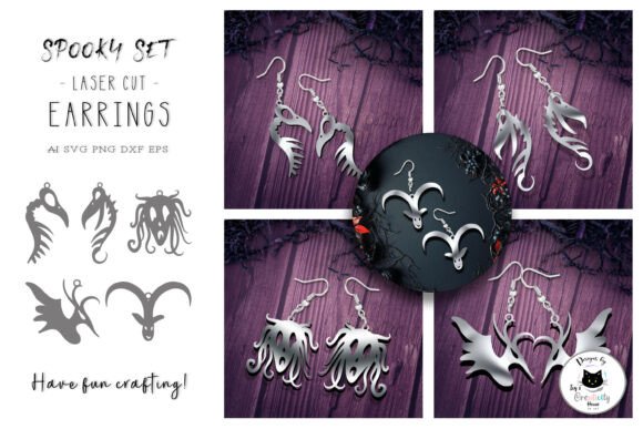 Spooky Gothic Earrings SVG for Laser Cutting Projects