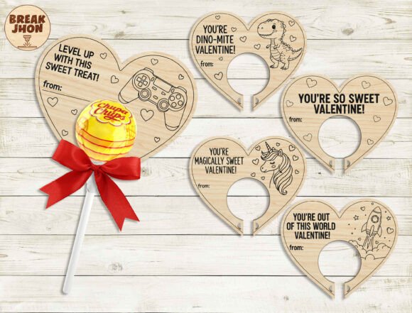 Valentine Lollipop Holder SVG Bundle for Laser Cutting Crafts