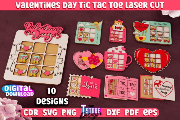 Valentine's Day Laser Cut Tic Tac Toe for Creative Projects
