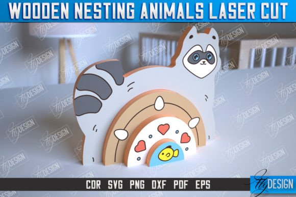 Wooden Nesting Raccoon Rainbow CNC: A Playful Touch for Laser-Cut Branding in Other Toys & Games