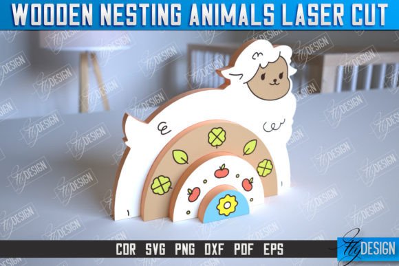 Wooden Nesting Sheep Rainbow CNC: A Laser-Cutting Gem for Playful Toy Design Projects